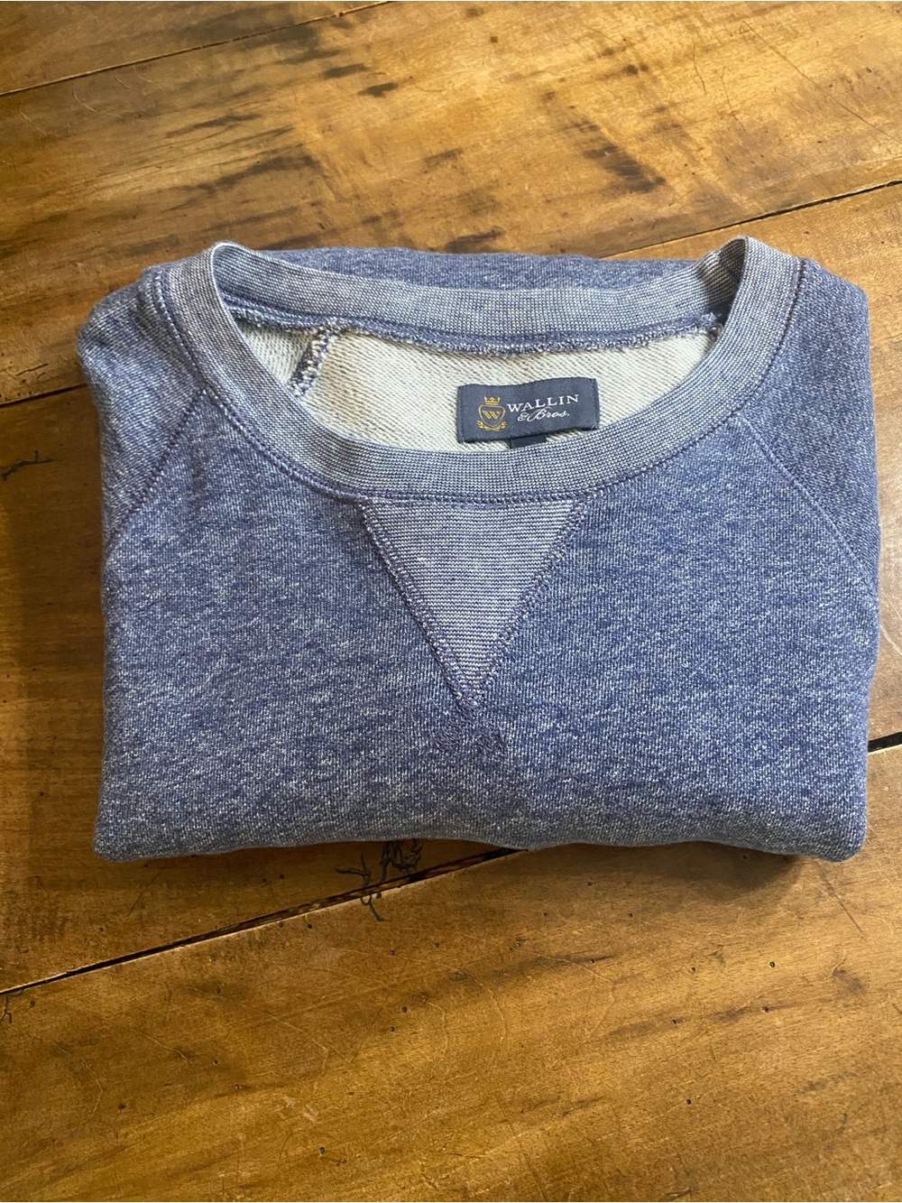 Wallin & Bros Crewneck Cotton Sweatshirt Heather BLUE Size Medium